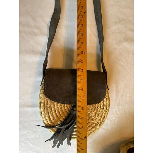 Handmade Raffia Rattan & Leather Moroccan Tassel Crossbody Banjo Shoulder Bag - Picture 12 of 12